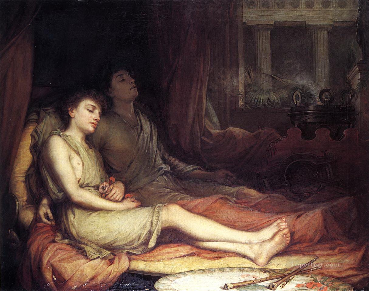 スリープと異母兄弟の死 JWギリシャ人女性ジョン・ウィリアム・ウォーターハウス油絵